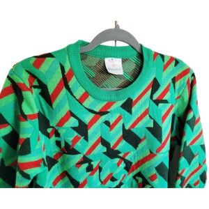 Heineken Y2K Graphic Crew Neck Sweater Mens Large Green Red Black Geometric Beer